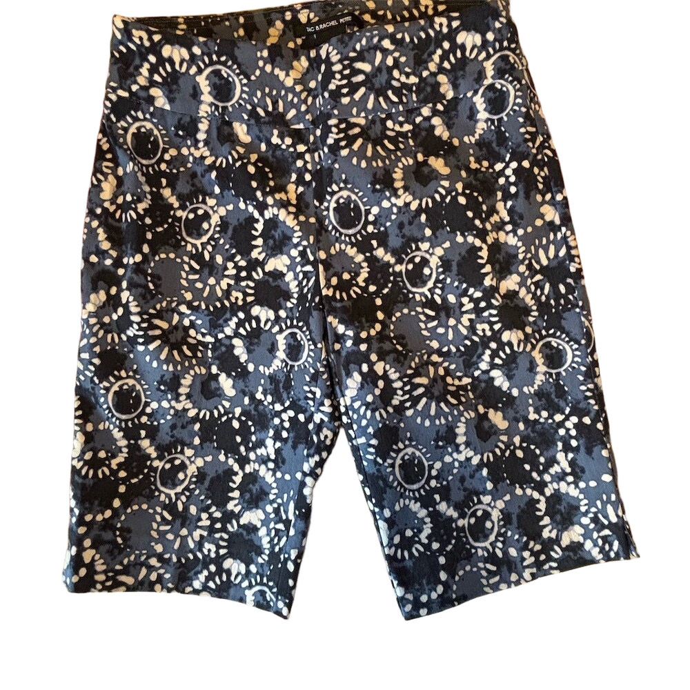 Zac & Rachel Petite Blue Printed Pull On Bermuda Shorts Size 4P